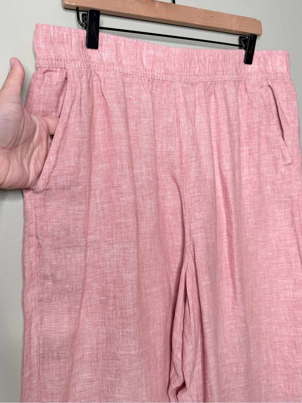 Tahari Linen Wide Leg Pull On Pants Casual Summer Vacation Pink Women's Size XL - Picture 4 of 8